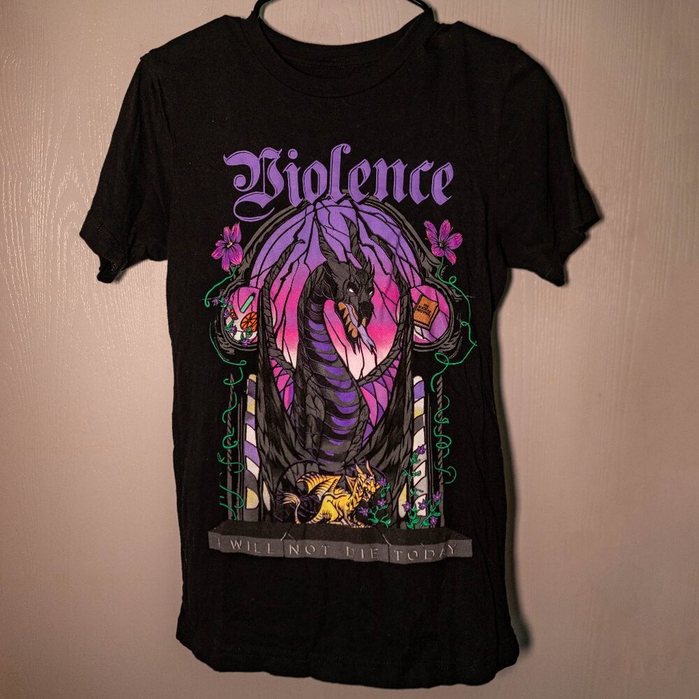 CLEARANCE Caffeine & Curses Fourth Wing Graphic Tee – Violence - Small